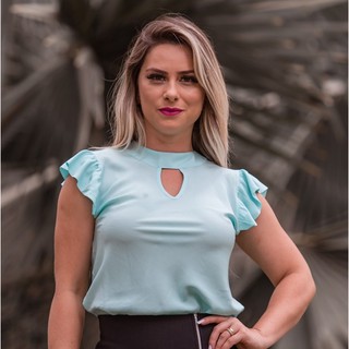 Blusa Feminina Moda Pop Manga Curta Poa Bolinhas Decote Gota