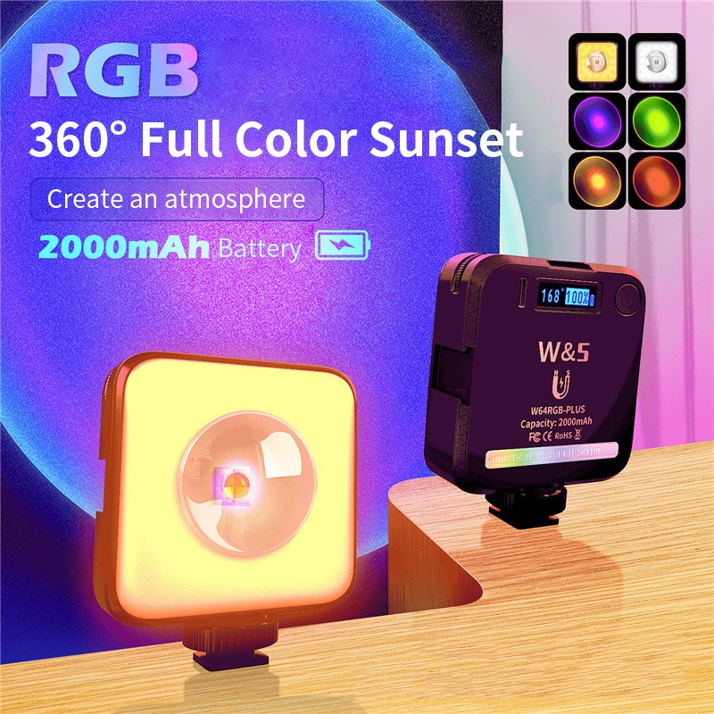 Luz RGB 2000mAh Bateria LED De Vídeo Para Zoom Reunião Transmissão Ao Vivo Computador Portátil Desktop Fotográfica Enchimento