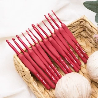 1 Pç Gancho De Crochê Vermelho Tulipa ETIMO 1.8-6.5mm/Agulhas De Tricô De Resina Em Alumínio Autêntica Importada
