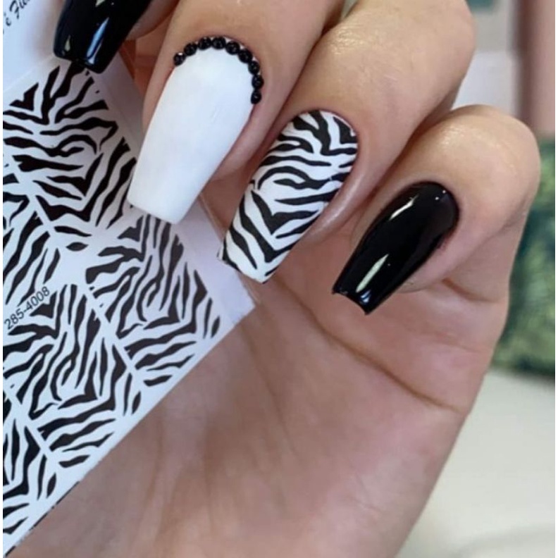 Película de unha com 12 adesivos na cartela | zebrinha | decoração de unha | manicure | nails.