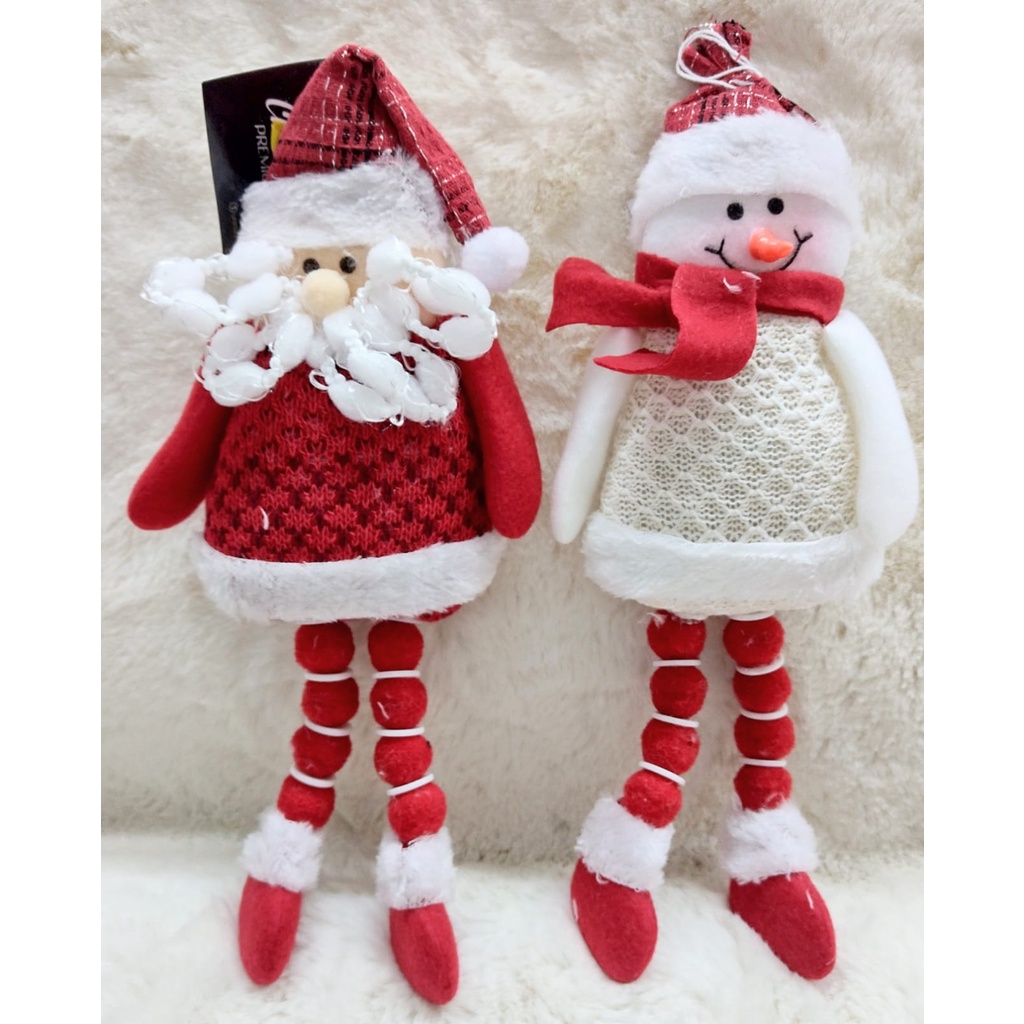 Papai Noel com Árvore de Natal e Boneco de Neve