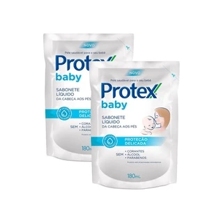Kit 2 Refil Sabonete Líquido Infantil Protex Baby 180ml em Oferta na Shopee
