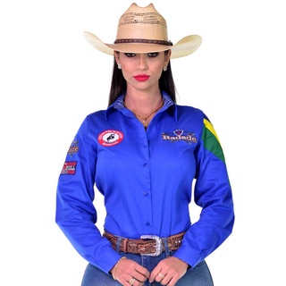 Camisa Feminina Radade Bandeira Country Bordada Original Top