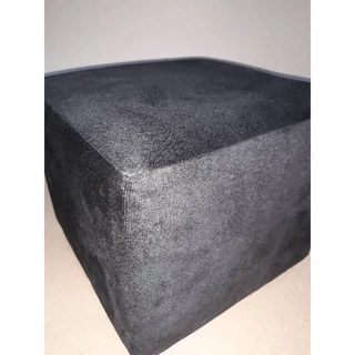 Puff banquinho reforçado em suede preto 25×29×29suporta 120kg decoração
