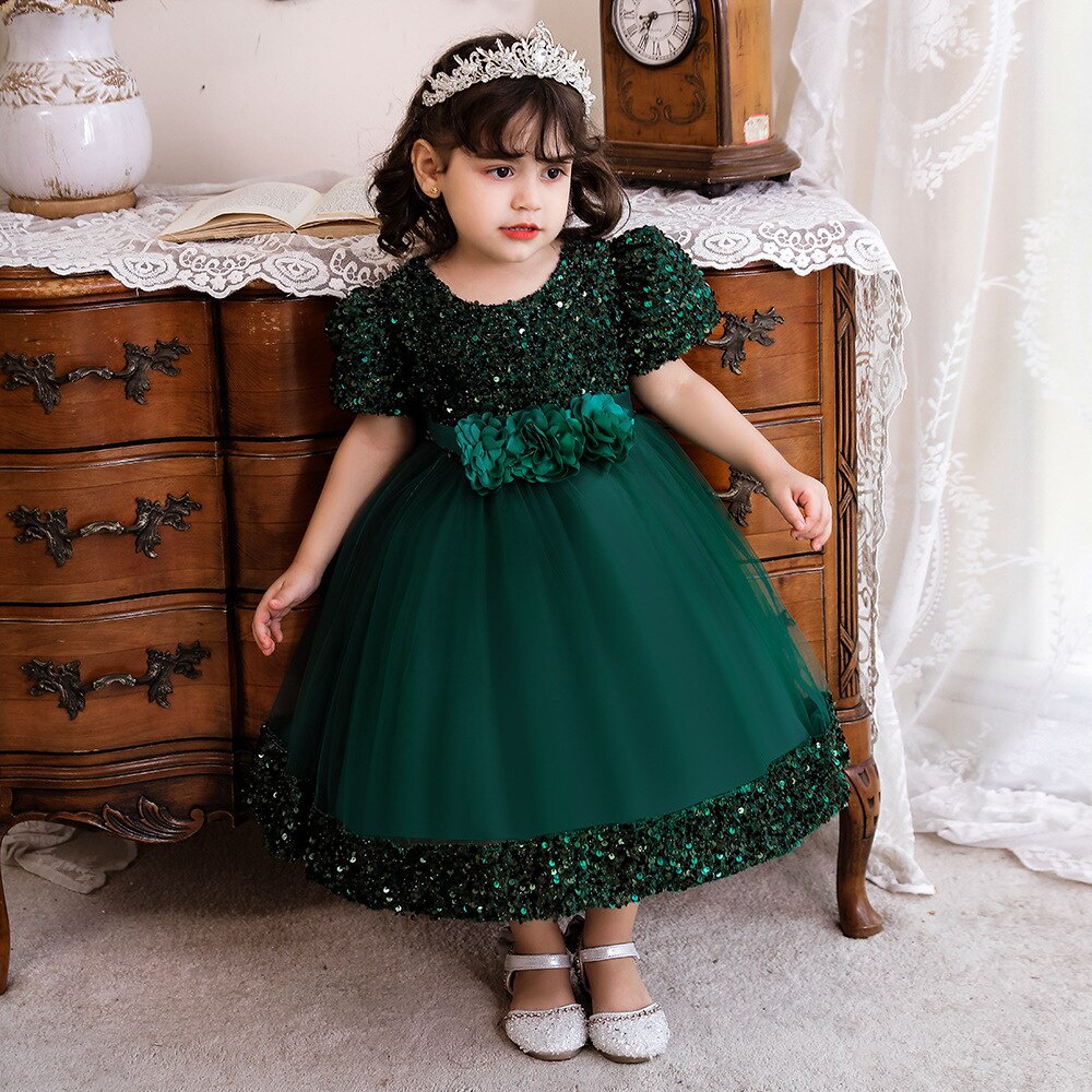 Vestido infantil verde para 2024 festa