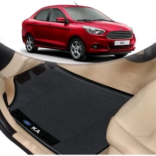 Jogo Kit 4 Tapetes De Carro Ford Ka Hatch Ou Sedan Bordado Em Carpete (1997 Ao 2021) Preto Borracha
