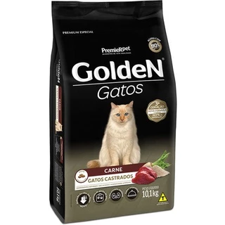 Ração Golden Gatos Adultos Castrados Carne 10,1kg