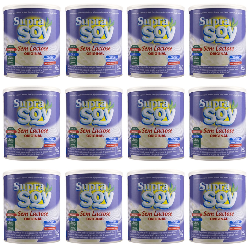 Supra Soy Alimento com Proteína Isolada de Soja 300g Sabor Original Kit 12 Latas Shopee Brasil