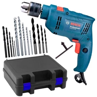 Furadeira de Impacto 1/2 POL 550W GSB 550 RE com Reversão e Kit 14 Brocas BOSCH + Maleta