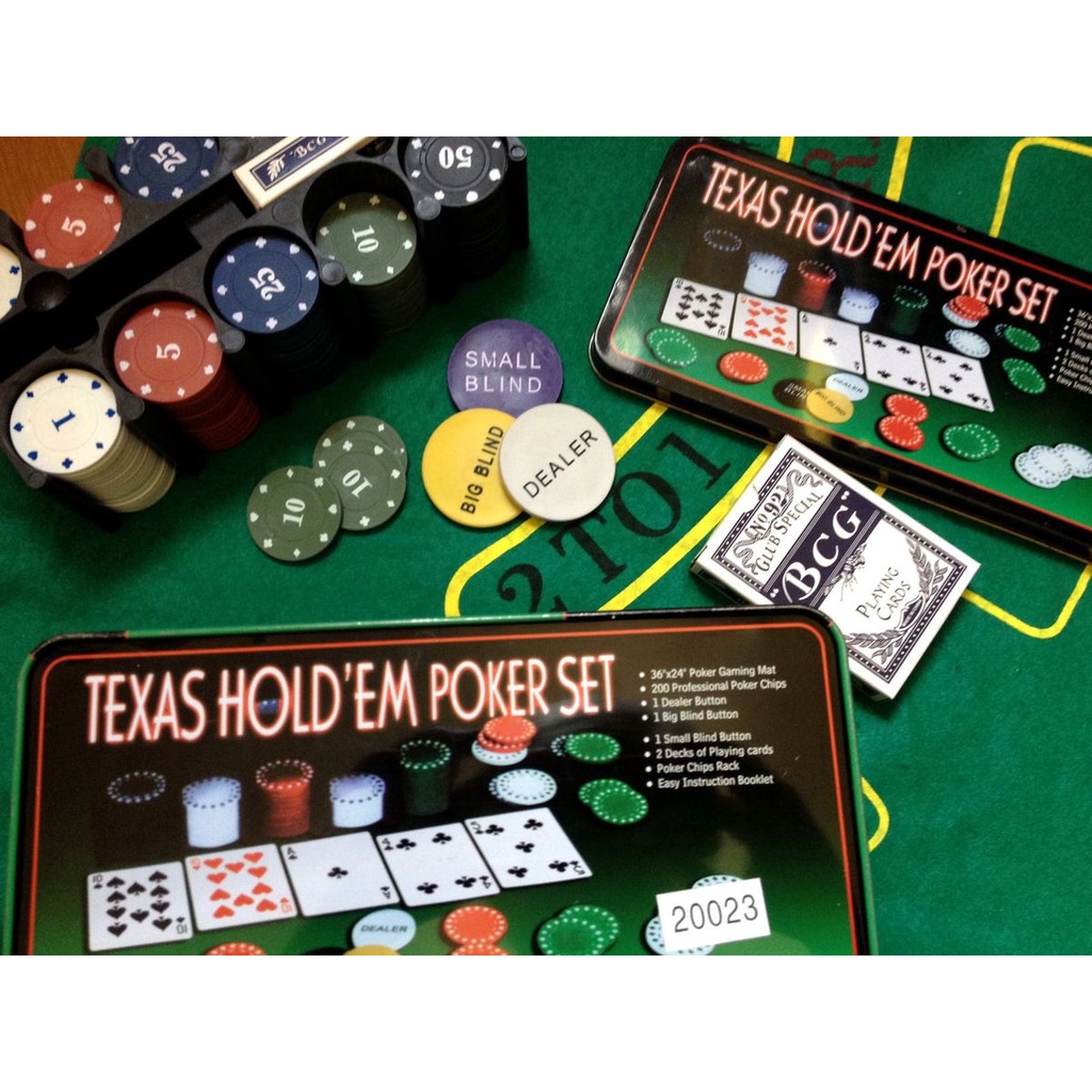 Kit Jogo Poker profissional Texas Hold'em 200 Fichas Numeradas + Feltro