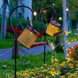 Luzes Solares De Jardim Com Forma De Chaleira De Irrigação , Lanternas Suspensas Metal Retro Para Decoração De Jardins Domésticos