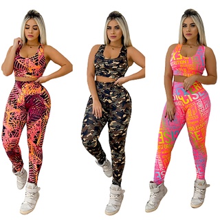 Kit C/2 Conjuntos 2 Calça E 2 Top Roupas De Academia Fit