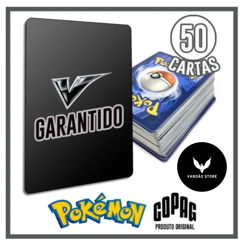 50 Cartas Pokemon Original Sem Repetições Com 02 RARAS Brilhantes