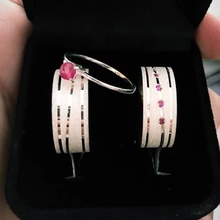 Alianças de namoro com pedras de zircônia prata 950.