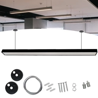 Luminária Pendente Escritório Retangular Pe01 Preta 120cm