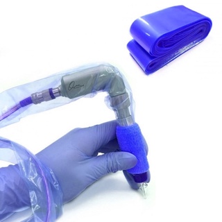 Kit 100 Protetor Plástico Clip Cord E Rca Azul Tatuagem 58x5cm