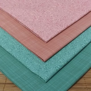 Kit Tecido Tricoline Arabesco Rosa E Verde 70 X 50cm - 4 Unidades