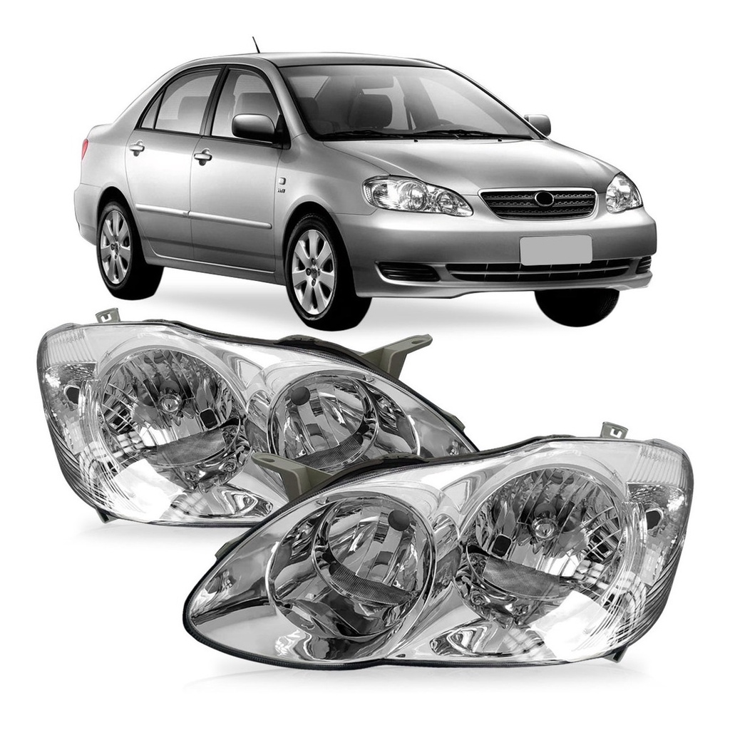 Farol Corolla 2005 2006 2007 2008 Cromado - Par | Shopee Brasil