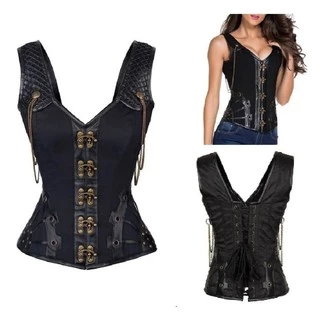 Corpete Corset Corselet Medieval Country Aço Preto A M33 - Tamanho 42
