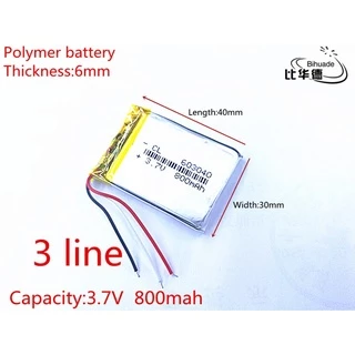 Bateria 800mah 3 Fios 3,7v caixa de som Aquário Telefone Baba Som 603040 *