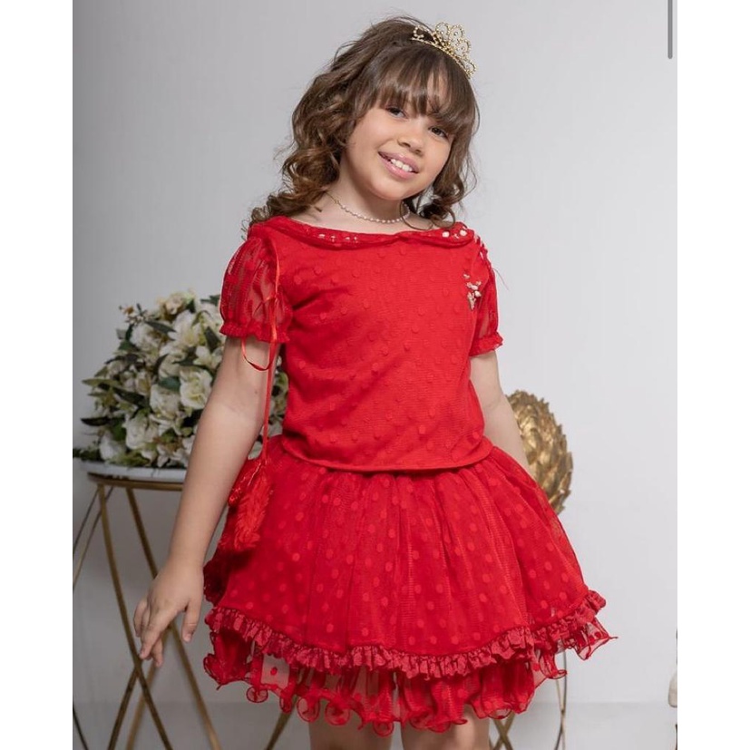 Conjunto saia e blusa infantil sale festa