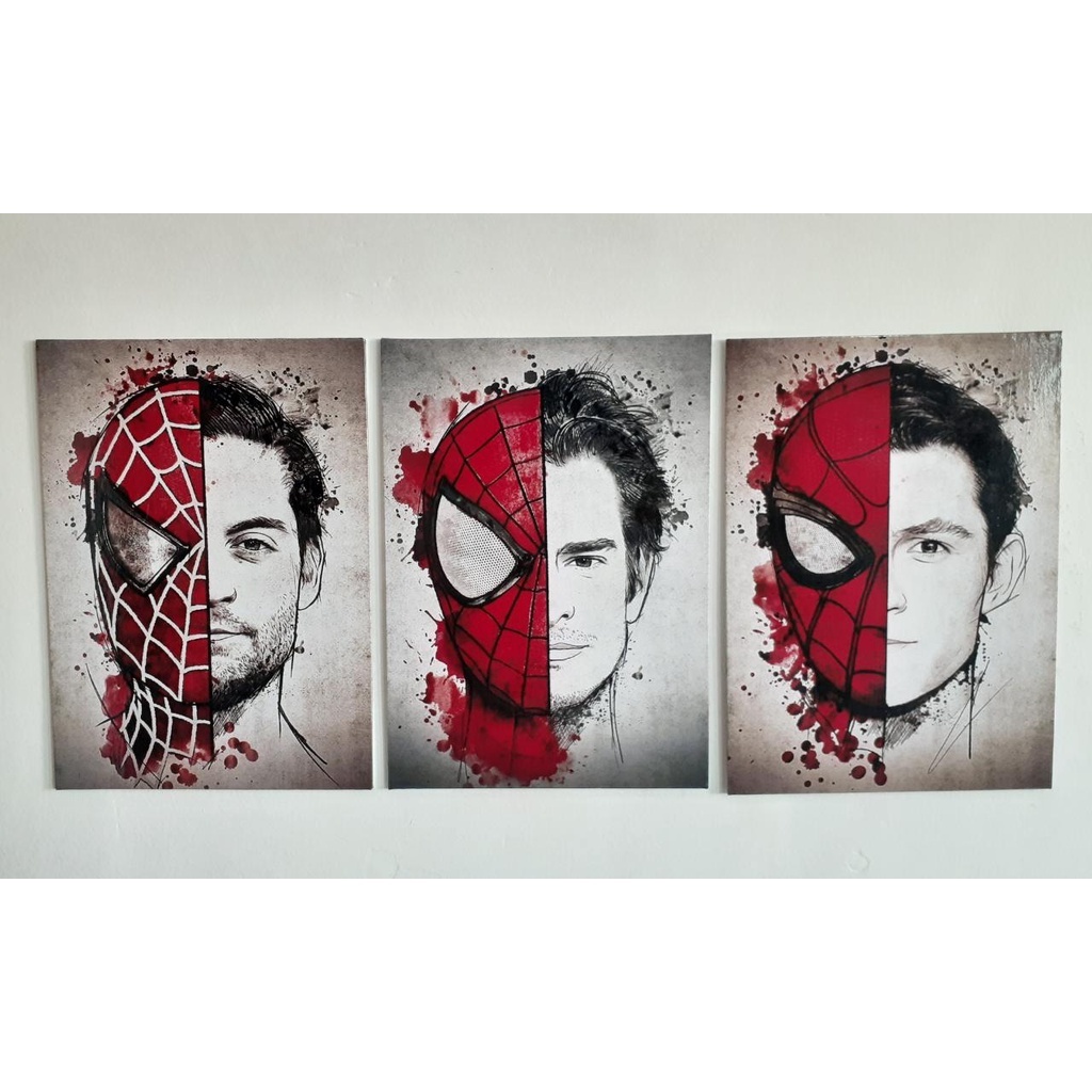 Kit com 3 placas quadro decorativo homem aranha, marvel, vingadores