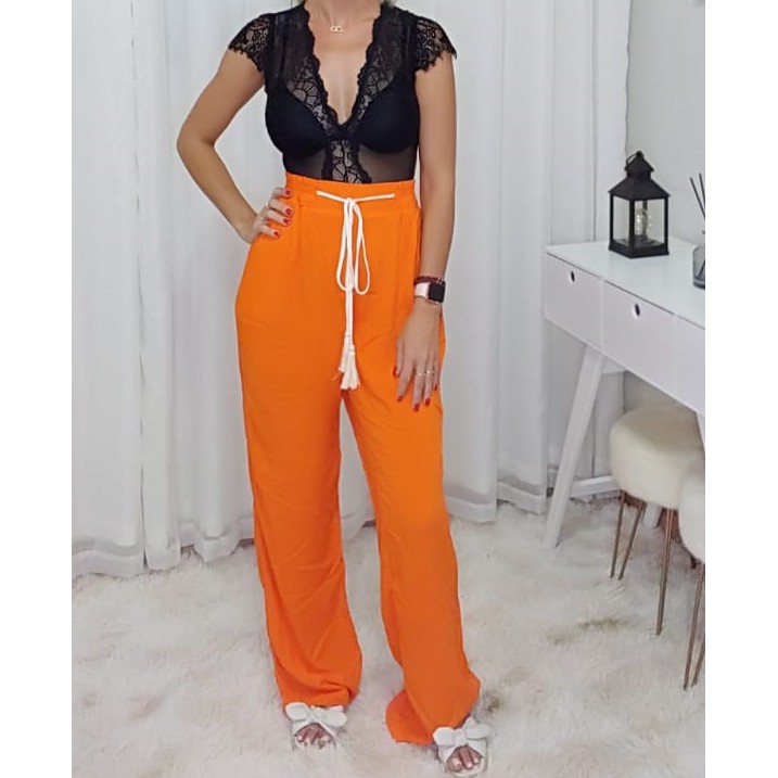 Calça store laranja feminina