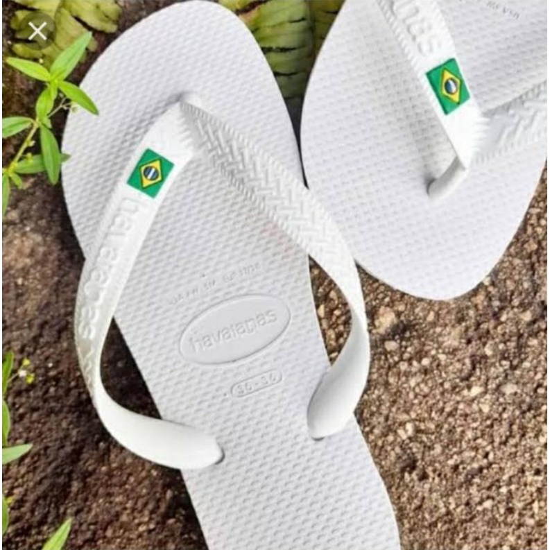 Chinelo Havaianas Brasil Original Branco Com Bandeirinha. | Shopee Brasil