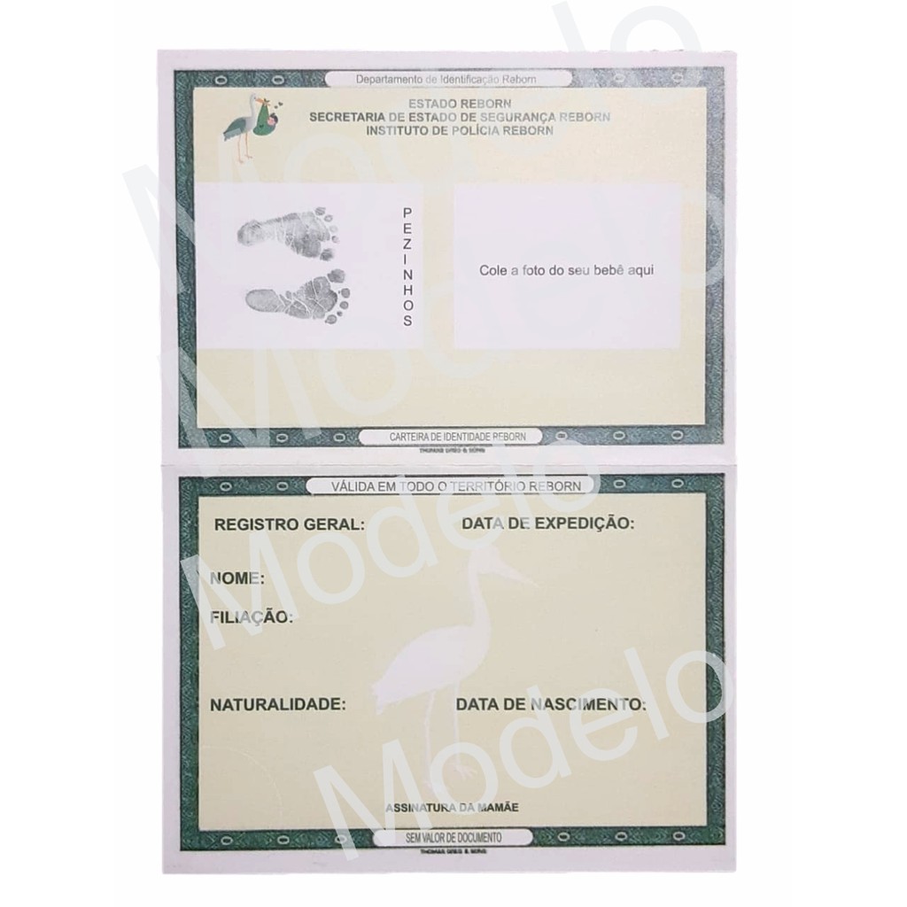 Certidão de Nascimento Reborn Rg Reborn Carteira de Vacinação Reborn ...