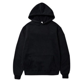 Blusa Moletom Canguru Básico Liso Preto Com Capuz e Bolsos Promoção