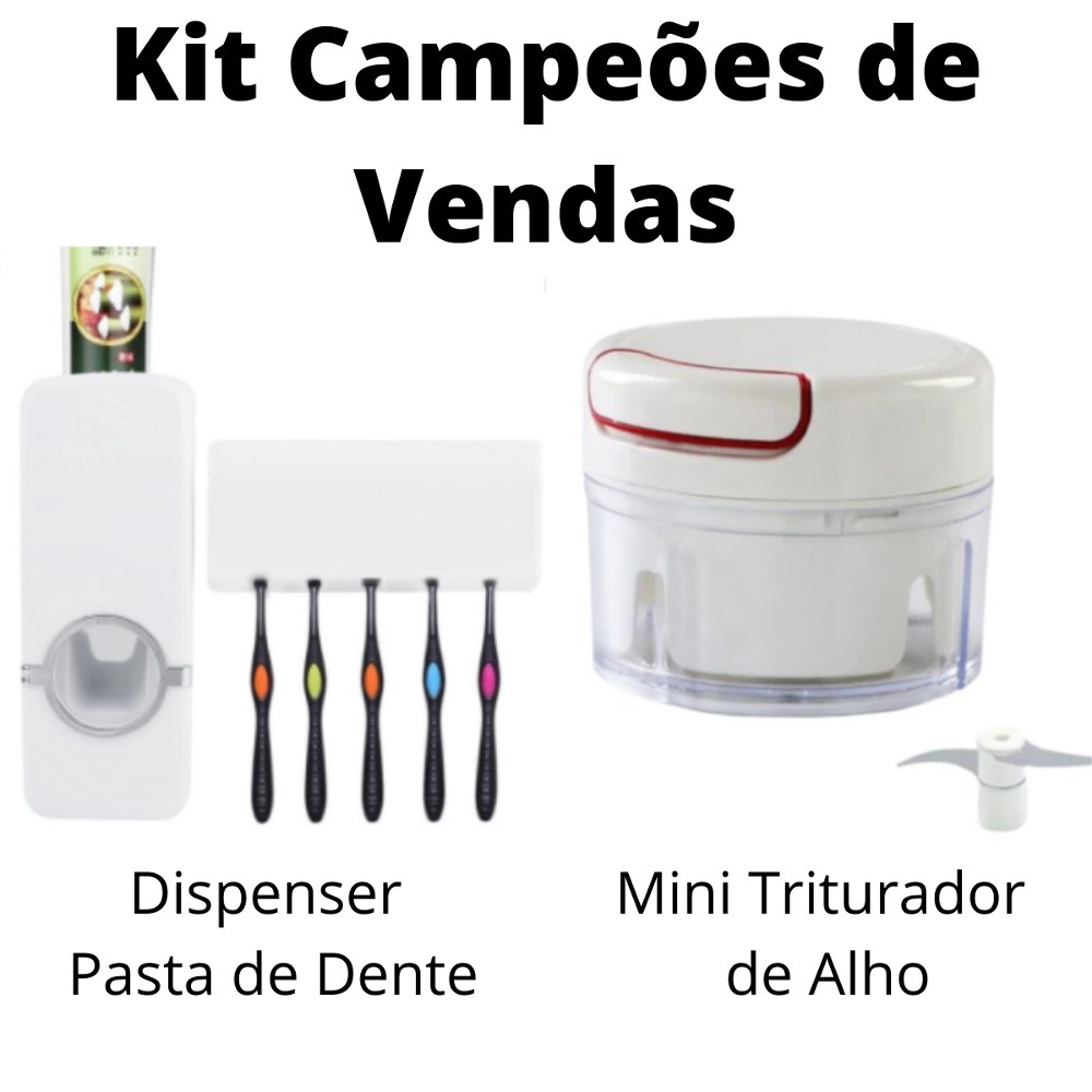Kit com Dispenser Aplicador De Pasta Dente E Mini Triturador De Alho os campeões de venda