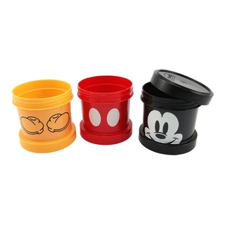 Conjunto De Plastico Redondo Empilhavel Com Tampa Mickey 450ML