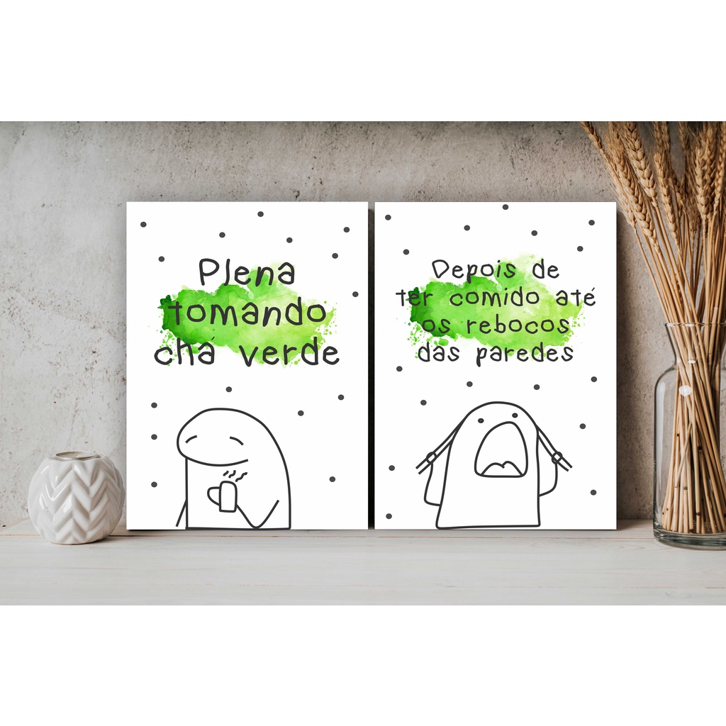 Plaquinhas Decorativas Kit Duplo de Quadrinho Decoração MDF Meme Bentô ...