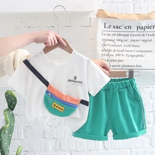 0-5 Anos De Idade Roupas Infantis Estilo Coreano Masculinas Fatos De Algodão Puro Casuais De Manga Curta Conjunto De Duas Peças