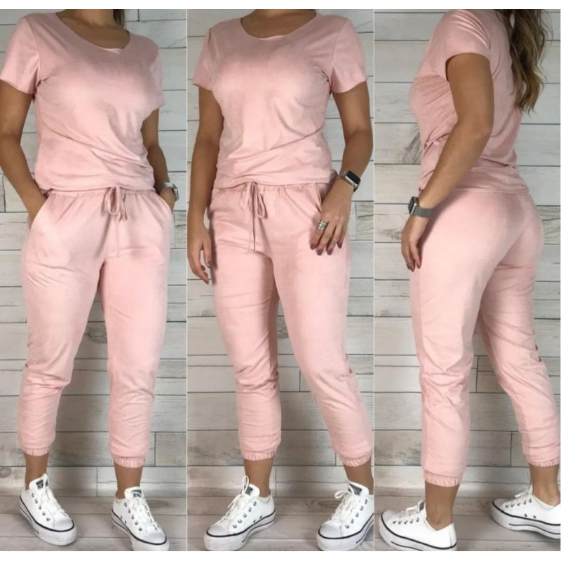Conjunto em Suede Calça Jogger Shopee Brasil