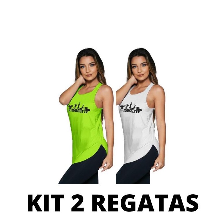 Kit 2 blusa feminina regata esportiva para academia crossfit