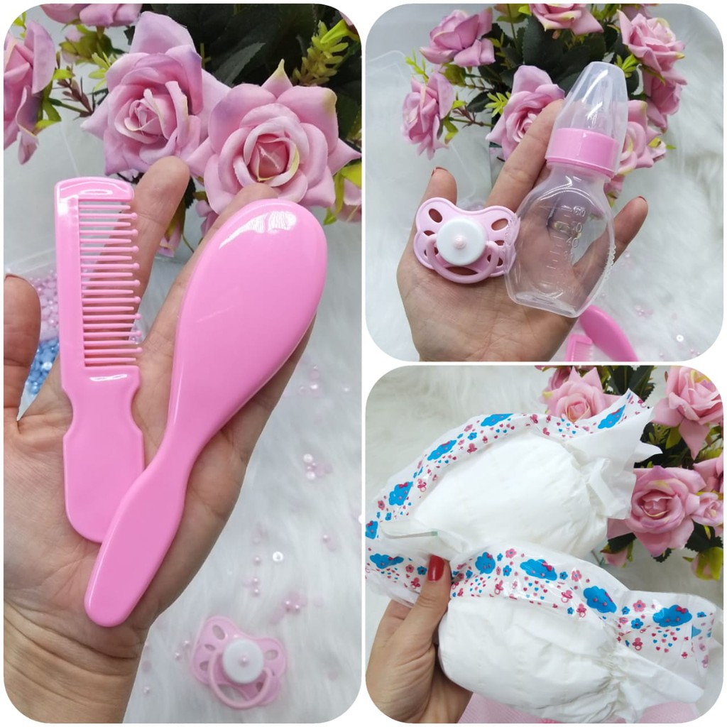 Kit De Acessorios Para Boneca Bebe Reborn Rosa Menina 8 Itens Básicos ...
