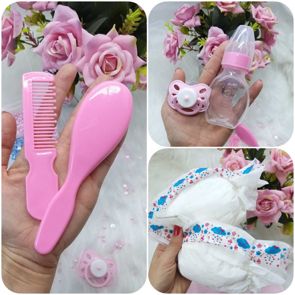 Kit roupinhas boneca bebe reborn rosa acessorios - Poshop Bebê