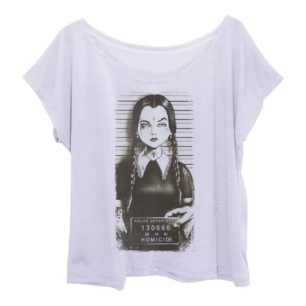 Blusa Plus Size Wanda Wandinha Família Adams Blusinha Estampada Desenho  Filme Série Feminina