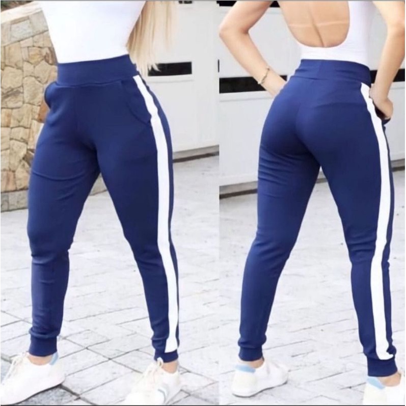 Calça crepe best sale listras laterais