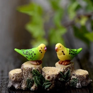 2Pcs/Set Ornamentos De Papagaio Miniatura Jardim Das Fadas Bonsai Decorações