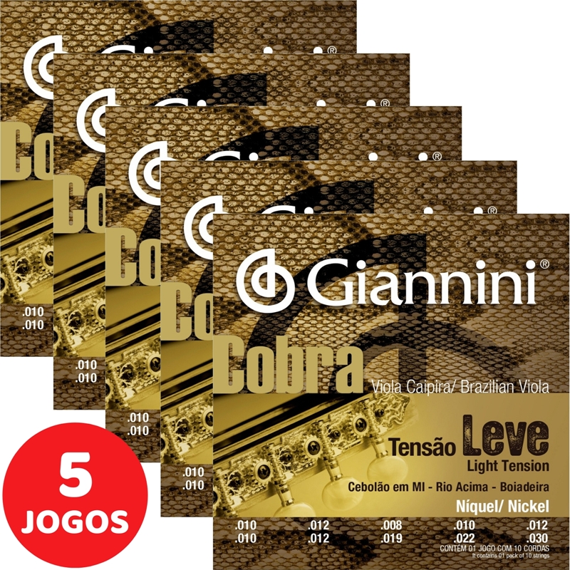 Encordoamento Para Viola Caipira Giannini Cobra Tensão Leve Níquel ...