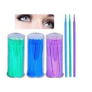 Kit 100 Microbrush Cotonete Alongamento Fio A Fio Cílios