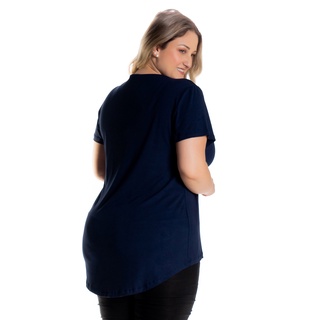 Blusa Feminina Elegante Plus Size G2 G4 - Azul Marinho - 42