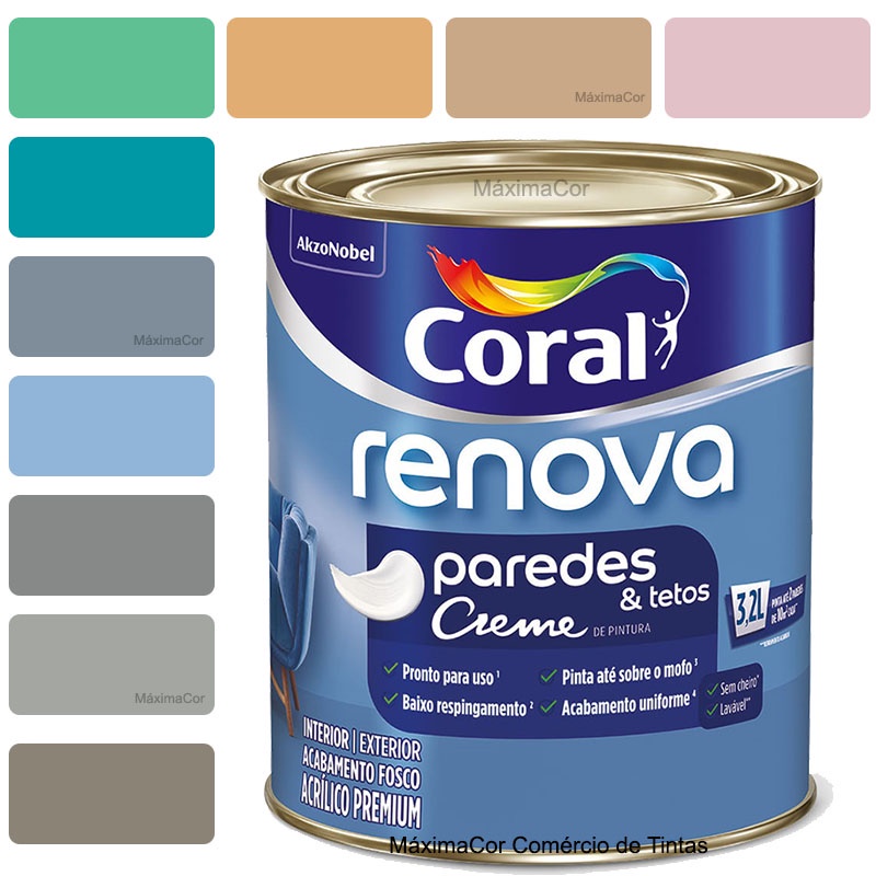 Tinta para Paredes e Tetos Anti Mofo Coral Renova 800ml | Shopee Brasil