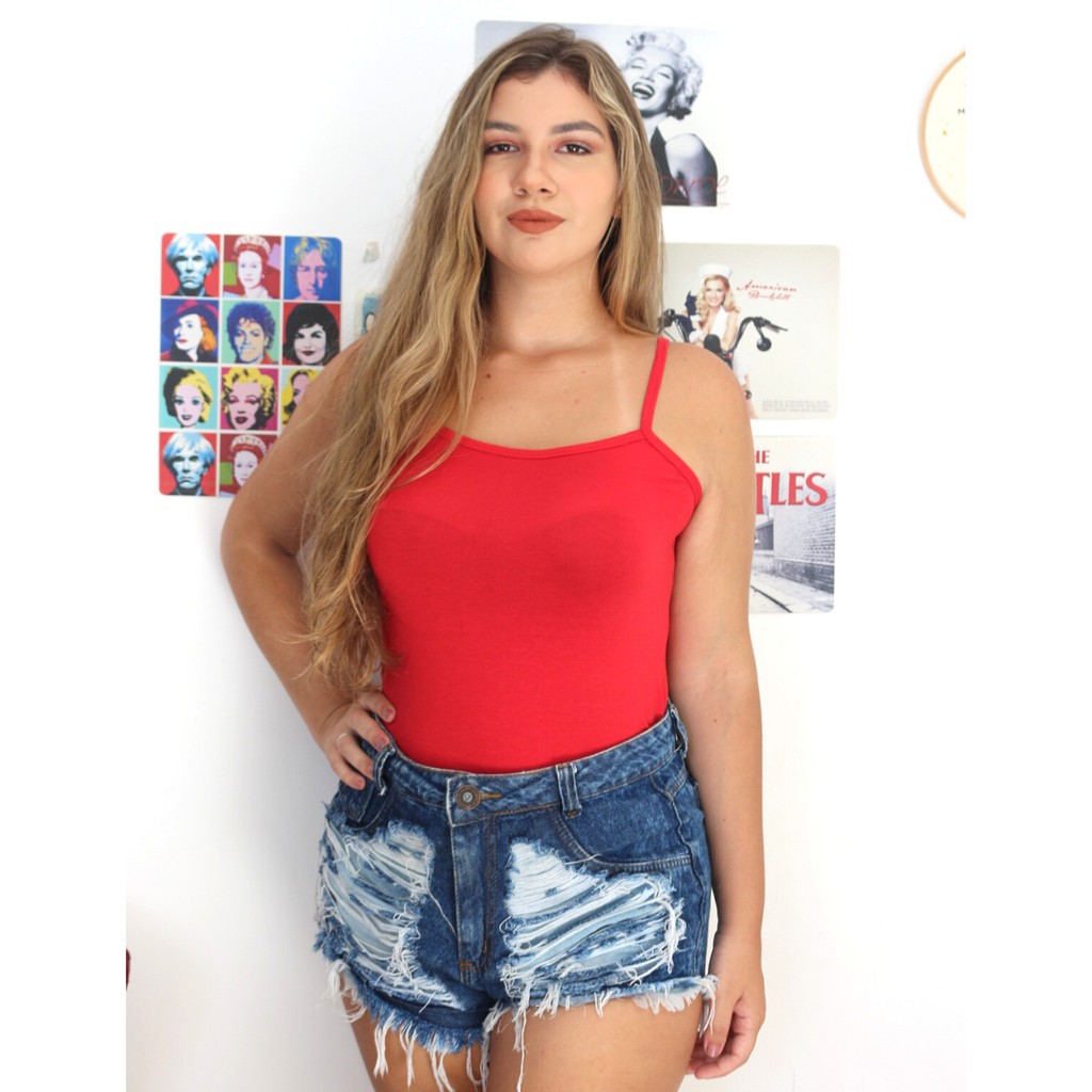 blusinha de alça feminina vermelha basiquinha regatinha alcinha básica ...
