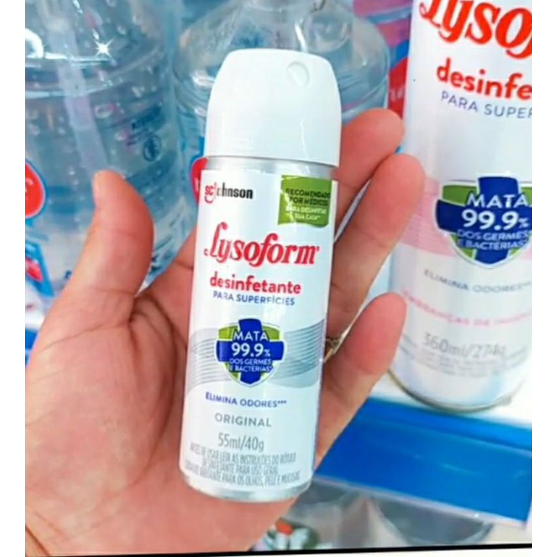 Lysoform Spray Desinfetante Mata Corona 99,9% dos germes e bacterias  Aerossol 55ml - tamanho ideal para carregar na bolsa