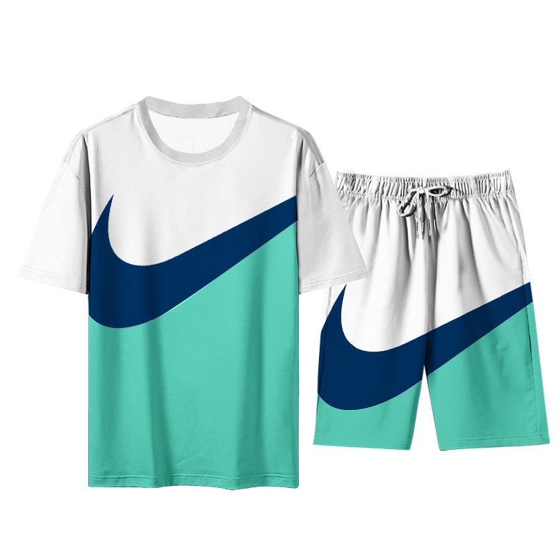 Conjunto Esportivo De Verão/Lazer Com shorts De Algodão Fino E Mangas Curtas