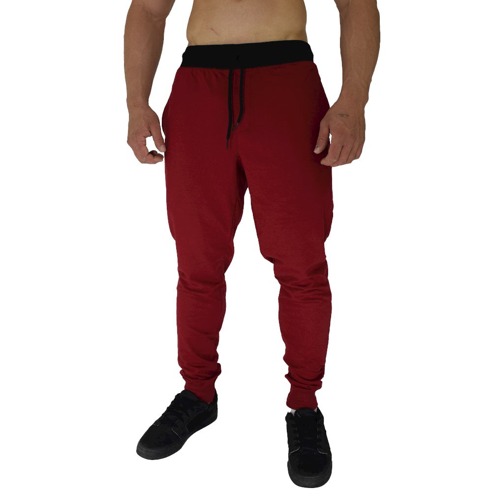 Calça Masculina Moletinho MXD Conceito Vermelho Escuro Moletom Sem Pelucia