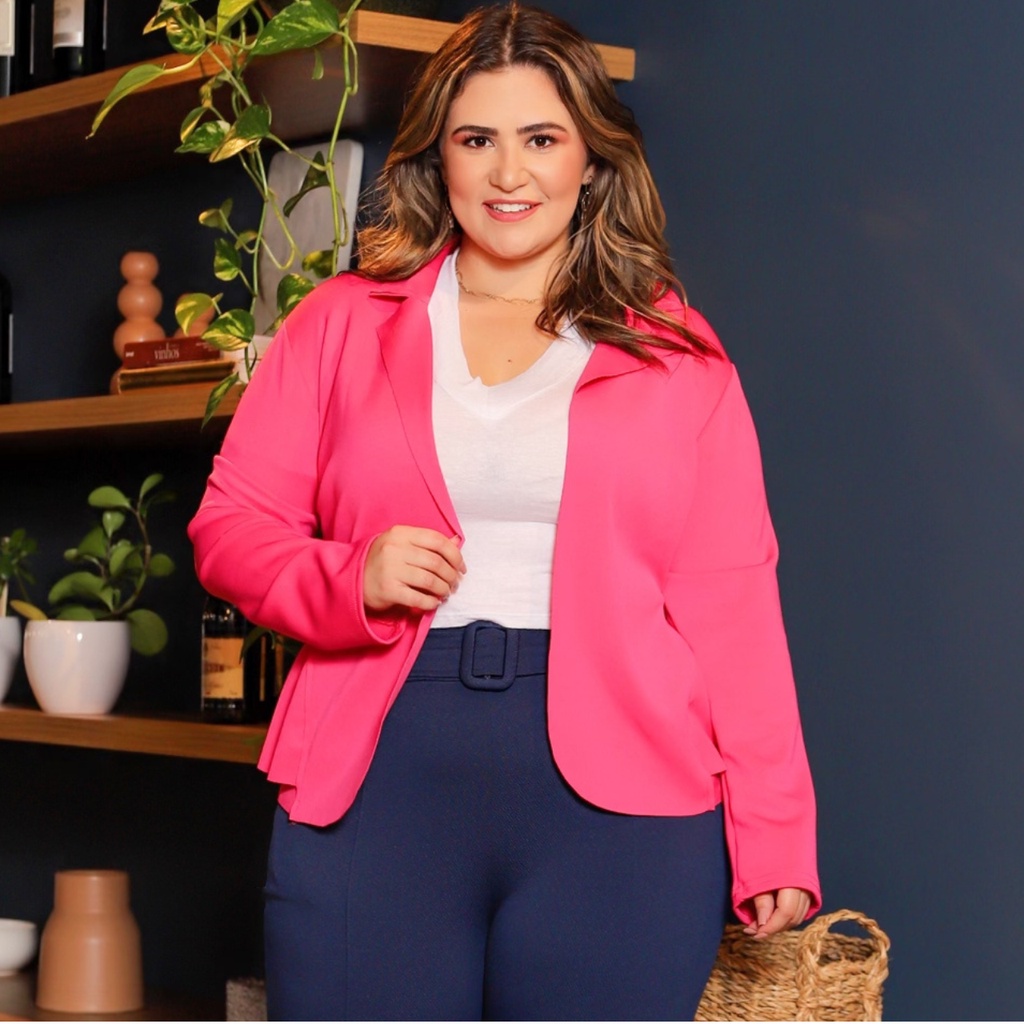 Blazer feminino hot sale neoprene plus size